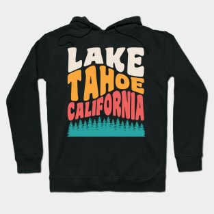 Lake Tahoe California Mountains Hiking Retro Typography Hoodie